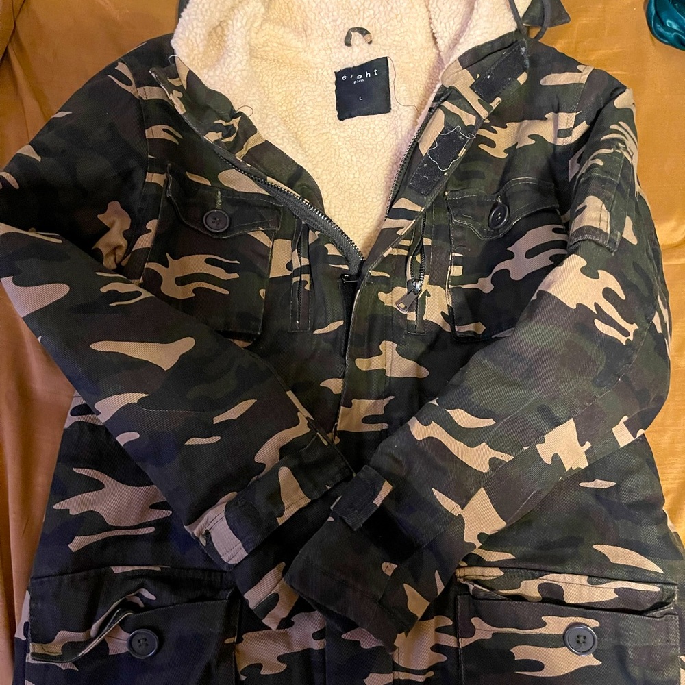 Camouflage warm lined coat